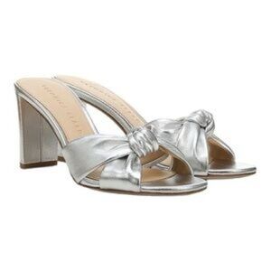Veronica Beard Women's “Ganita” Silver Knot Slide Sandals Leather Size 8 Casual